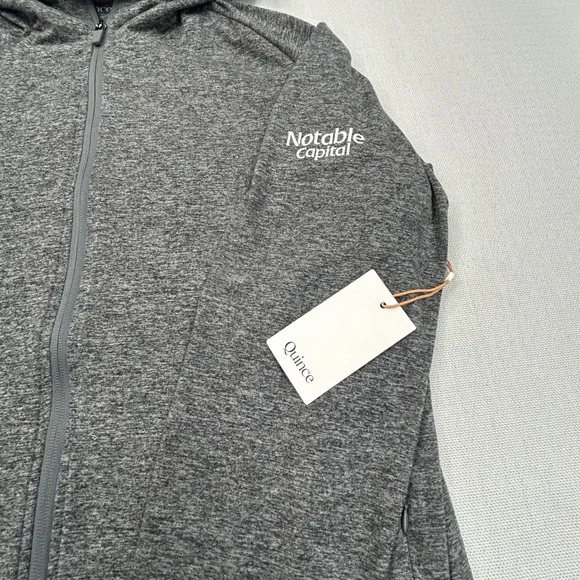 Quince Flowknit Hoodie Womens Large Full Zip Performance Gym Heather Grey NWT - Picture 8 of 12